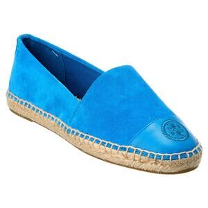 Tory Burch Suede‎ Flat Espadrilles Cyan Blue Cap Toe Slip On Sz 8